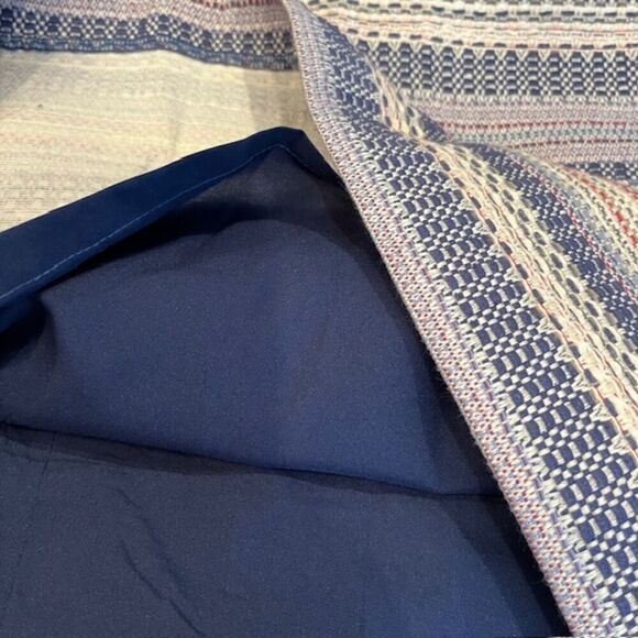 Halogen Tweed Textured Skirt Navy Natural Stripe Lined Back Zip Size 16 - Picture 7 of 10